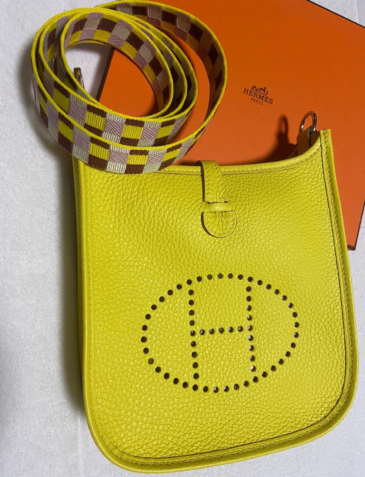 Hermes Evelyne 16 Amazone TPM Shoulder Bag In Yellow Clemence Leather